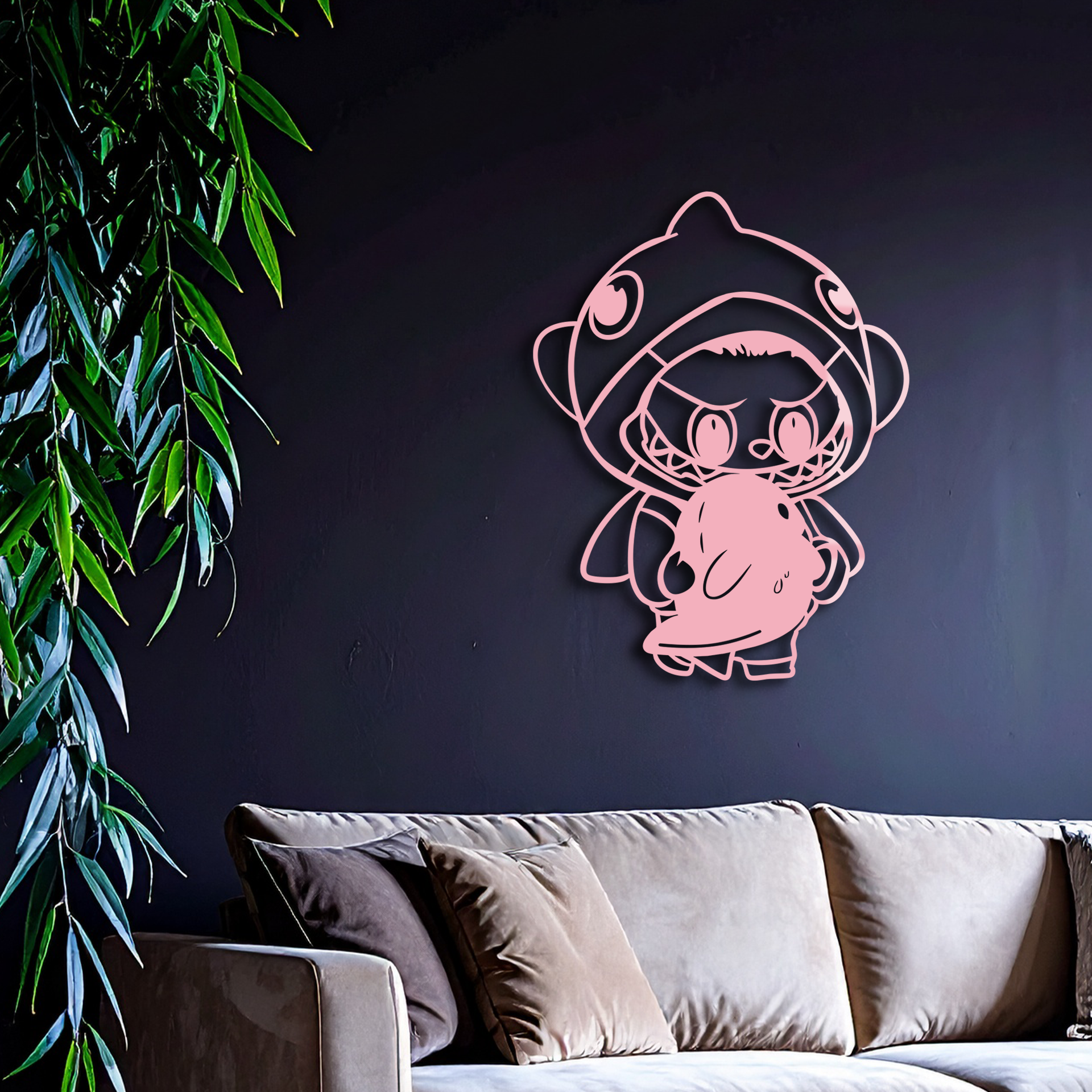 Labubu Character Silhouette – Pink Metal Wall Art - KAFGP166 - Tampa Home & Garden Store