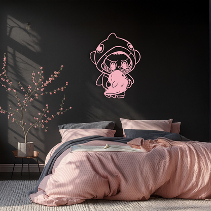 Labubu Character Silhouette – Pink Metal Wall Art - KAFGP166 - Tampa Home & Garden Store