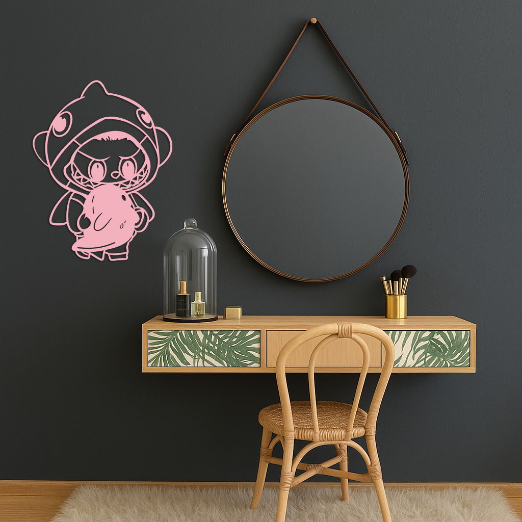 Labubu Character Silhouette – Pink Metal Wall Art - KAFGP166 - Tampa Home & Garden Store