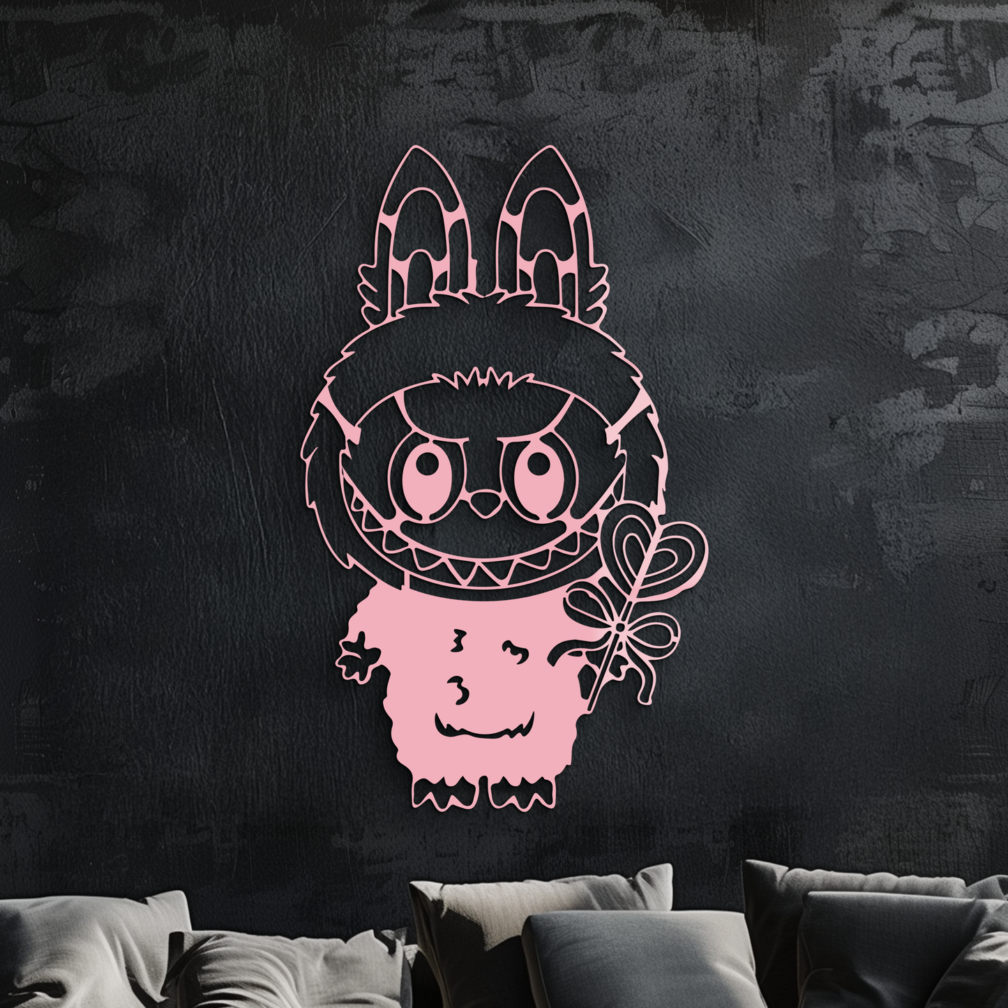 Labubu Silhouette Metal Wall Art – Cute Monster Design - KAFGP050 - Tampa Home & Garden Store