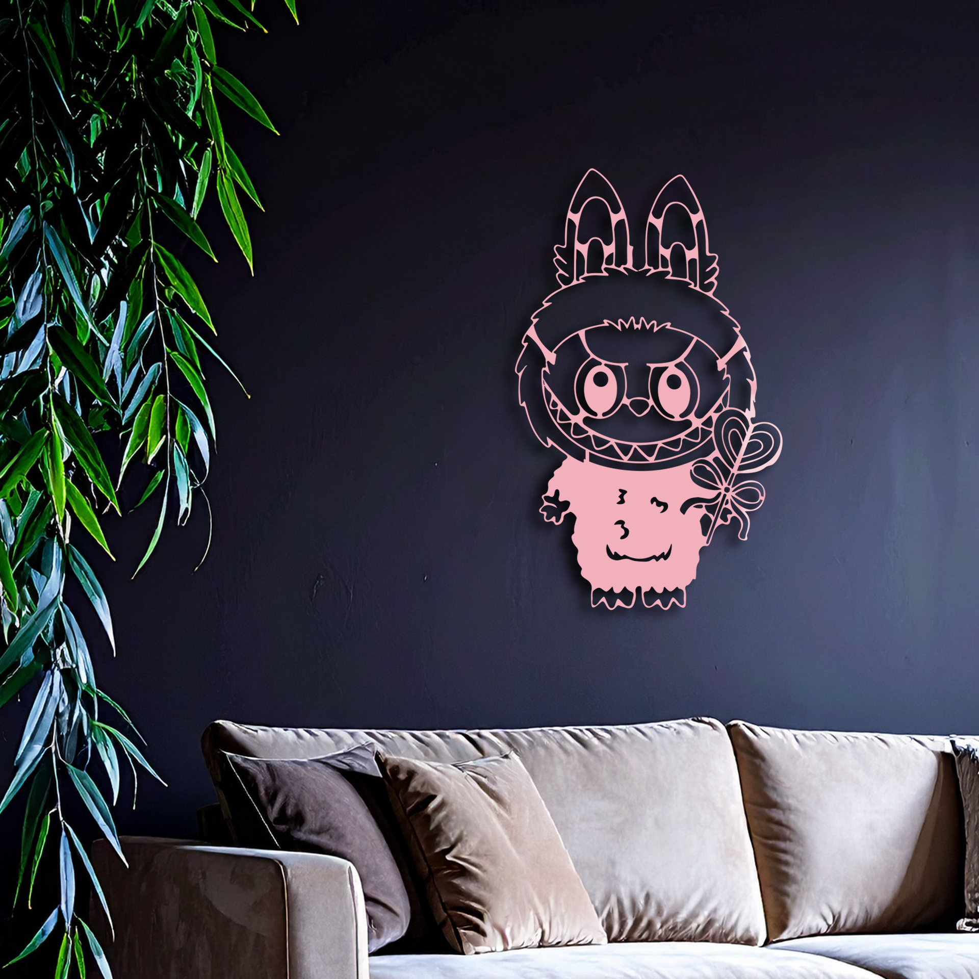 Labubu Silhouette Metal Wall Art – Cute Monster Design - KAFGP050 - Tampa Home & Garden Store