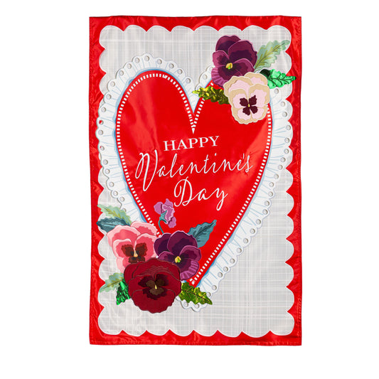 Lace Heart Applique House Flag - Tampa Home & Garden Store