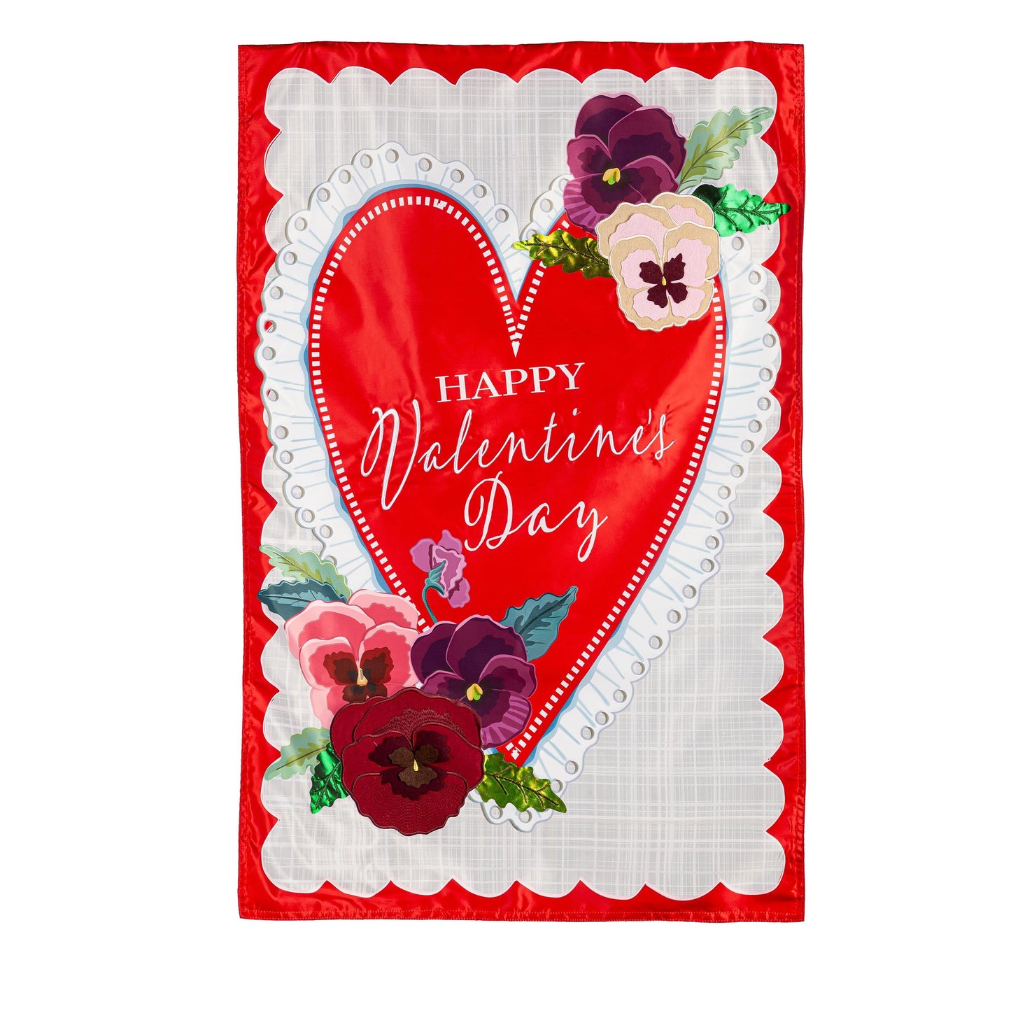 Lace Heart Applique House Flag - Tampa Home & Garden Store