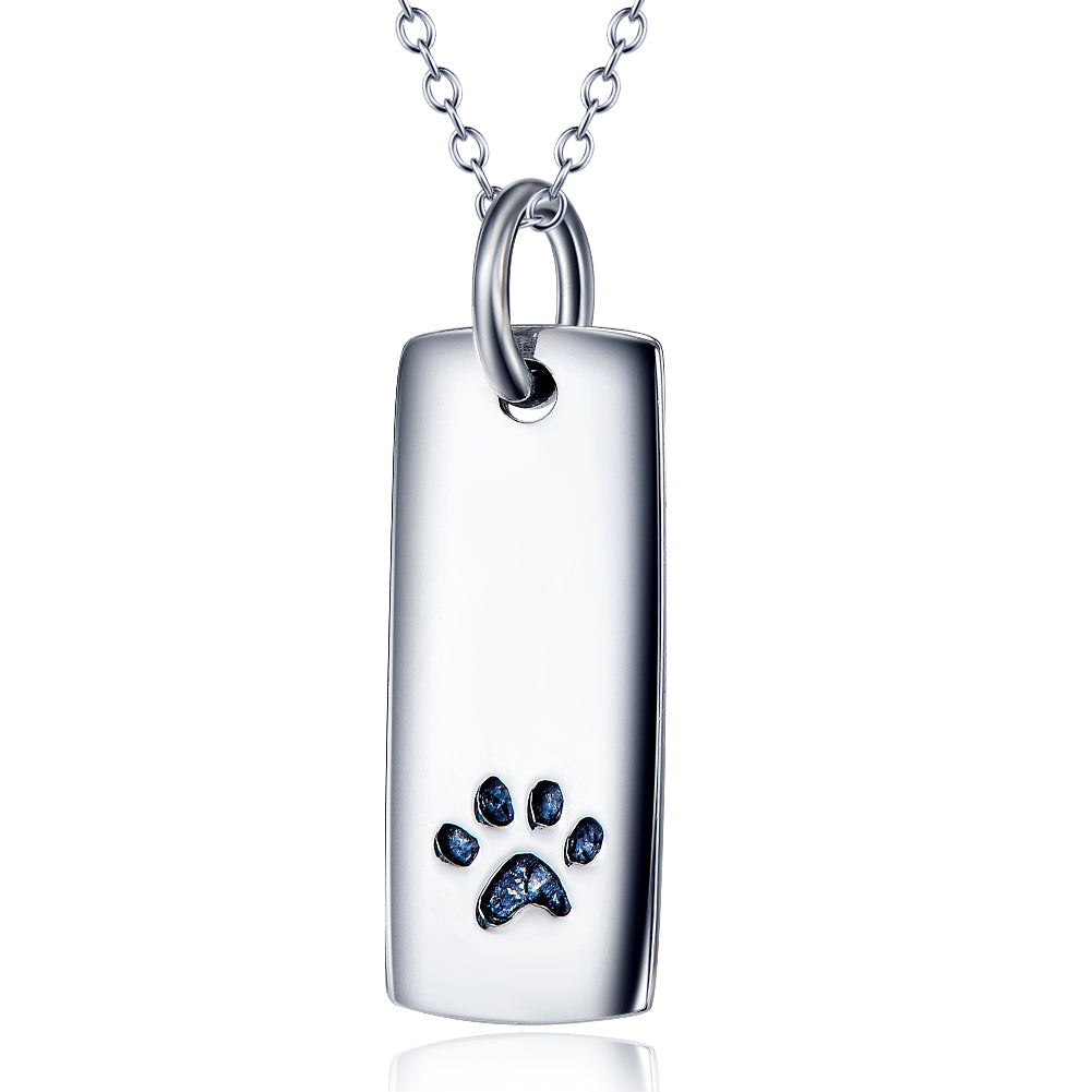 Ladies Glossy Square Dog Paw Print Tag Necklace - Tampa Home & Garden Store