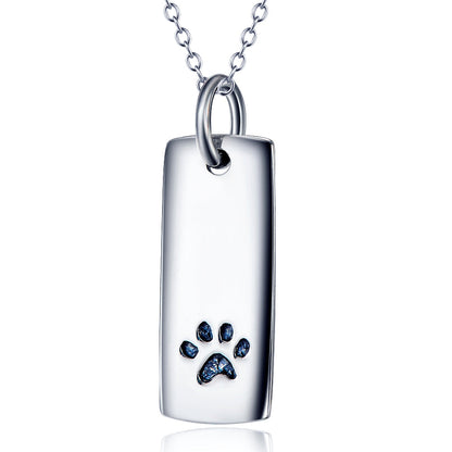 Ladies Glossy Square Dog Paw Print Tag Necklace - Tampa Home & Garden Store