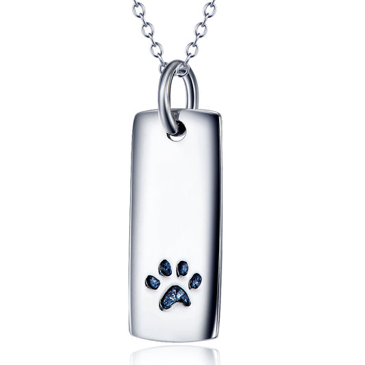 Ladies Glossy Square Dog Paw Print Tag Necklace - Tampa Home & Garden Store