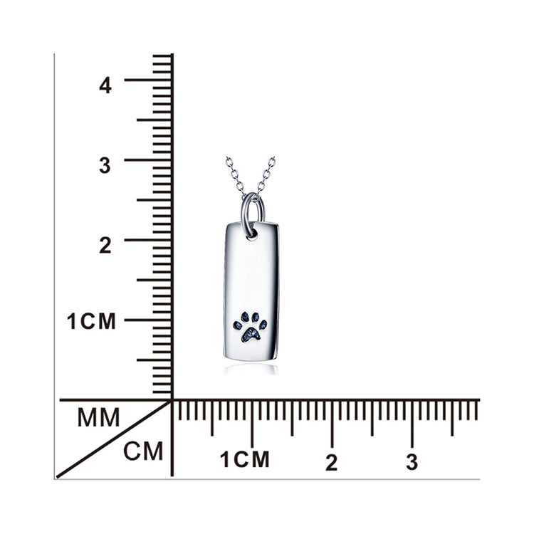 Ladies Glossy Square Dog Paw Print Tag Necklace - Tampa Home & Garden Store