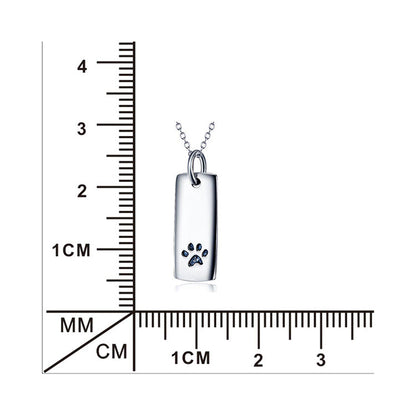 Ladies Glossy Square Dog Paw Print Tag Necklace - Tampa Home & Garden Store
