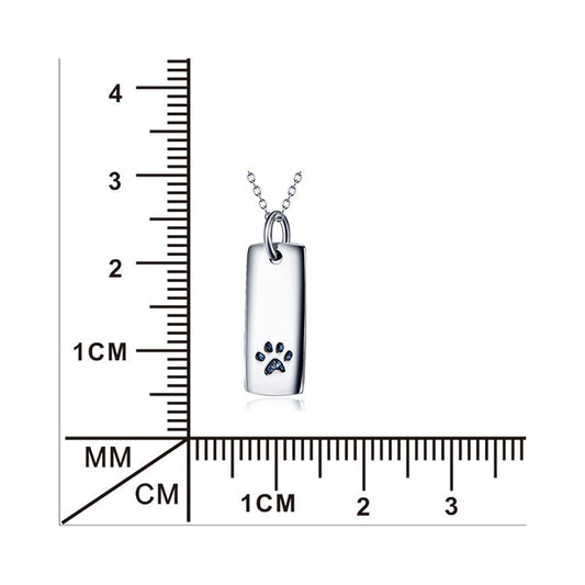 Ladies Glossy Square Dog Paw Print Tag Necklace - Tampa Home & Garden Store