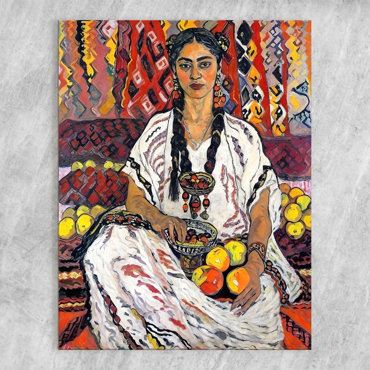 Canvas Print Lady Her portrait on Tailored Canvases crafting canvas with colorful backdrop on Tampa Home & Garden Store