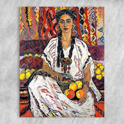 Canvas Print Lady Her portrait on Tailored Canvases crafting canvas with colorful backdrop on Tampa Home & Garden Store