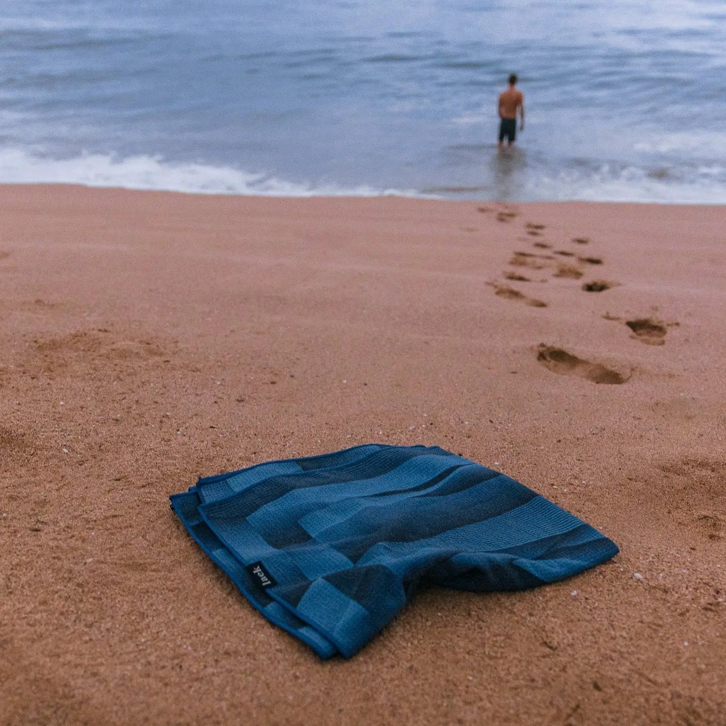 Oversized Beach Towel in Deep Blue Ocean Texture