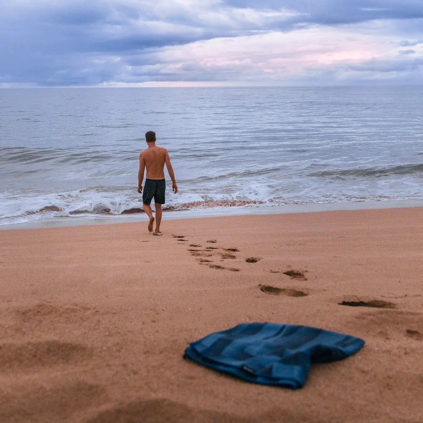 Oversized Beach Towel in Deep Blue Ocean Texture