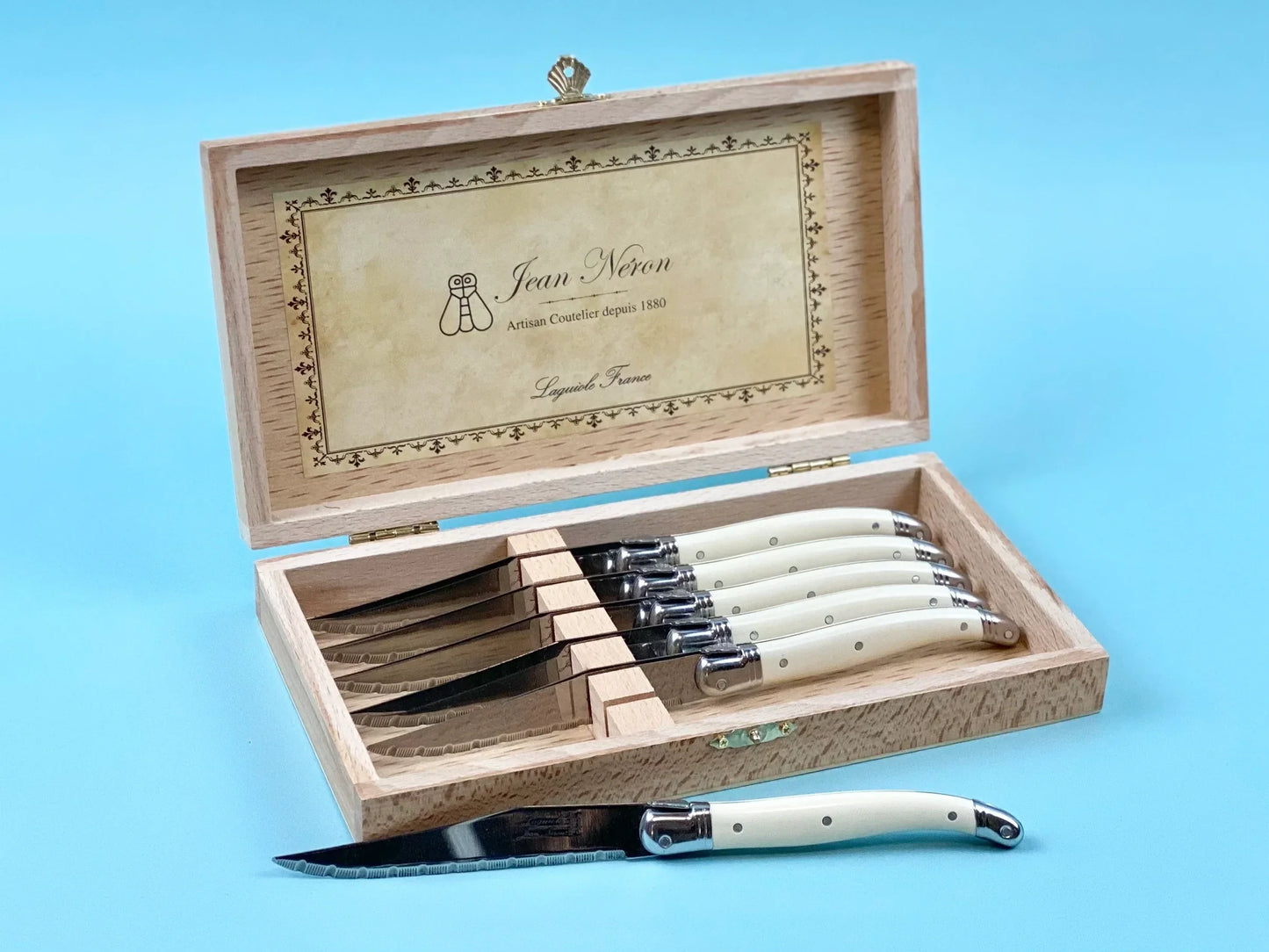 Laguiole Ivory Knives Cutlery Set in Presentation Box, Set of 6 - Tampa Home & Garden Store