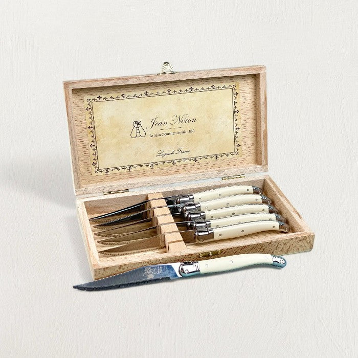 Laguiole Ivory Knives Cutlery Set in Presentation Box, Set of 6 - Tampa Home & Garden Store