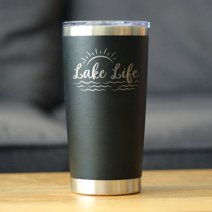 Lake Life - Insulated Coffee Tumbler Cup with Sliding Lid - Stainless Steel Insulated Mug - Cute Outdoor Camping Mug and Lake House Decor - Tampa soil911.com