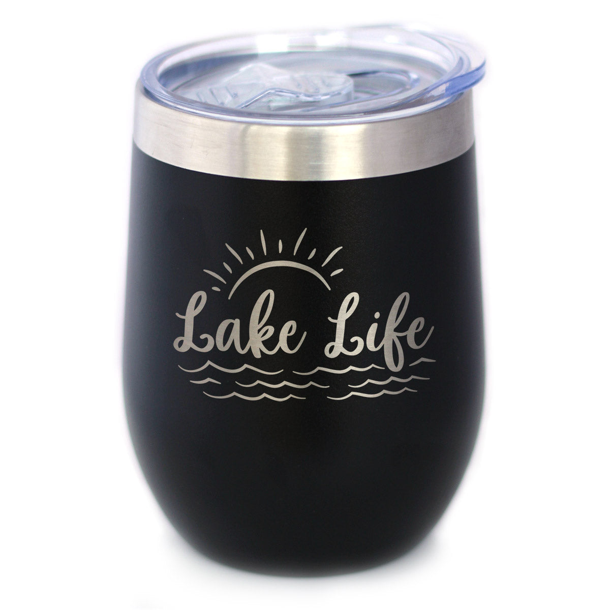 Lake Life - Wine Tumbler with Sliding Lid - Stemless Stainless Steel Insulated Cup - Cute Outdoor Camping Mug - Tampa soil911.com