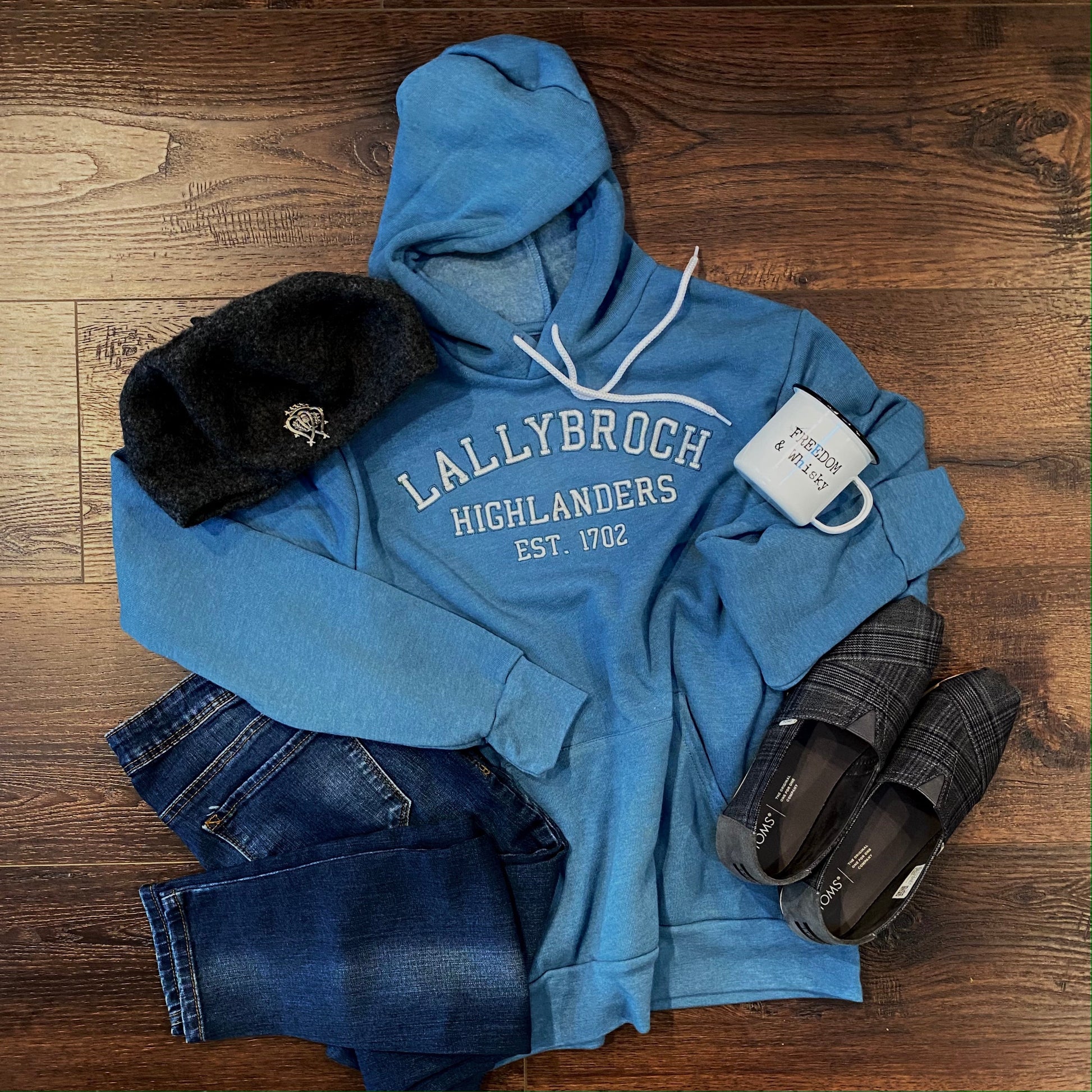 Lallybroch Highlanders Collegiate Embroidered Soft Fleece Unisex Sweatshirt Hoodie - Outlander Inspiration - Tampa Home & Garden Store