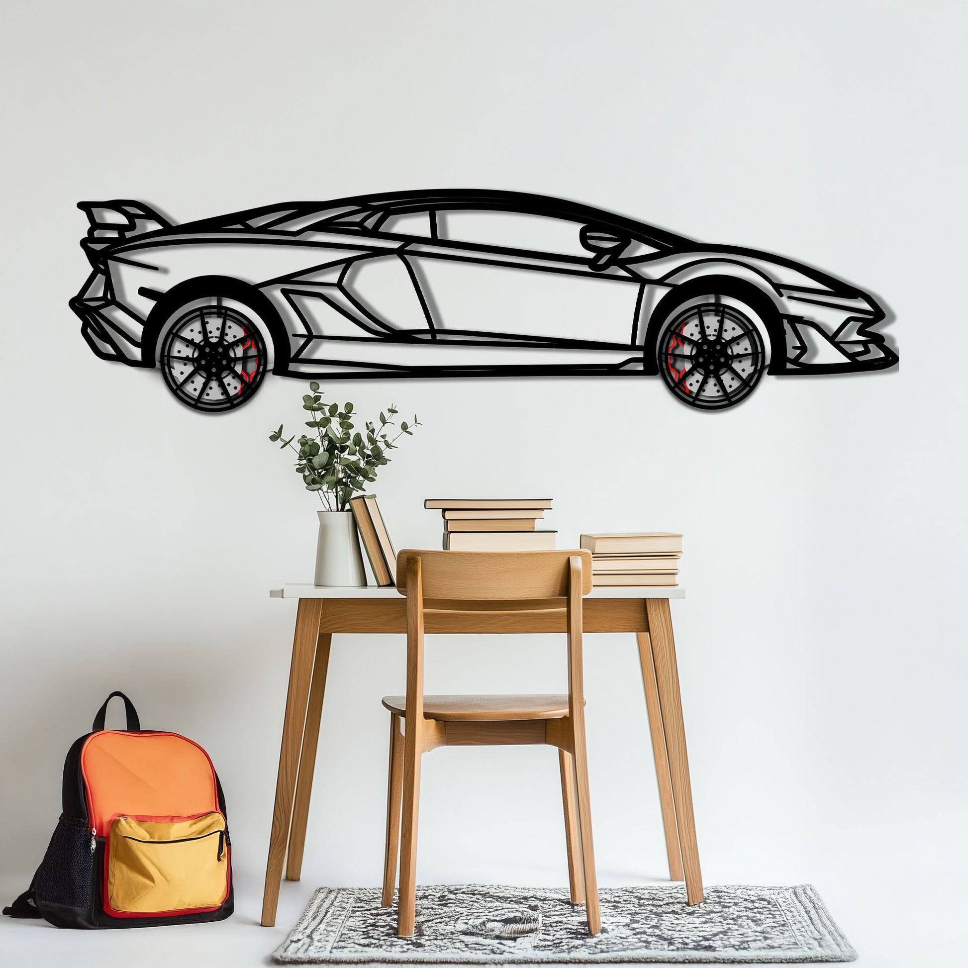 Lamborghini Aventador Metal Car Wall Art with Rotating Wheels - Italian V12 Hypercar Silhouette - Interactive Automotive Wall Decor - KAFMEKA145 - Tampa Home & Garden Store