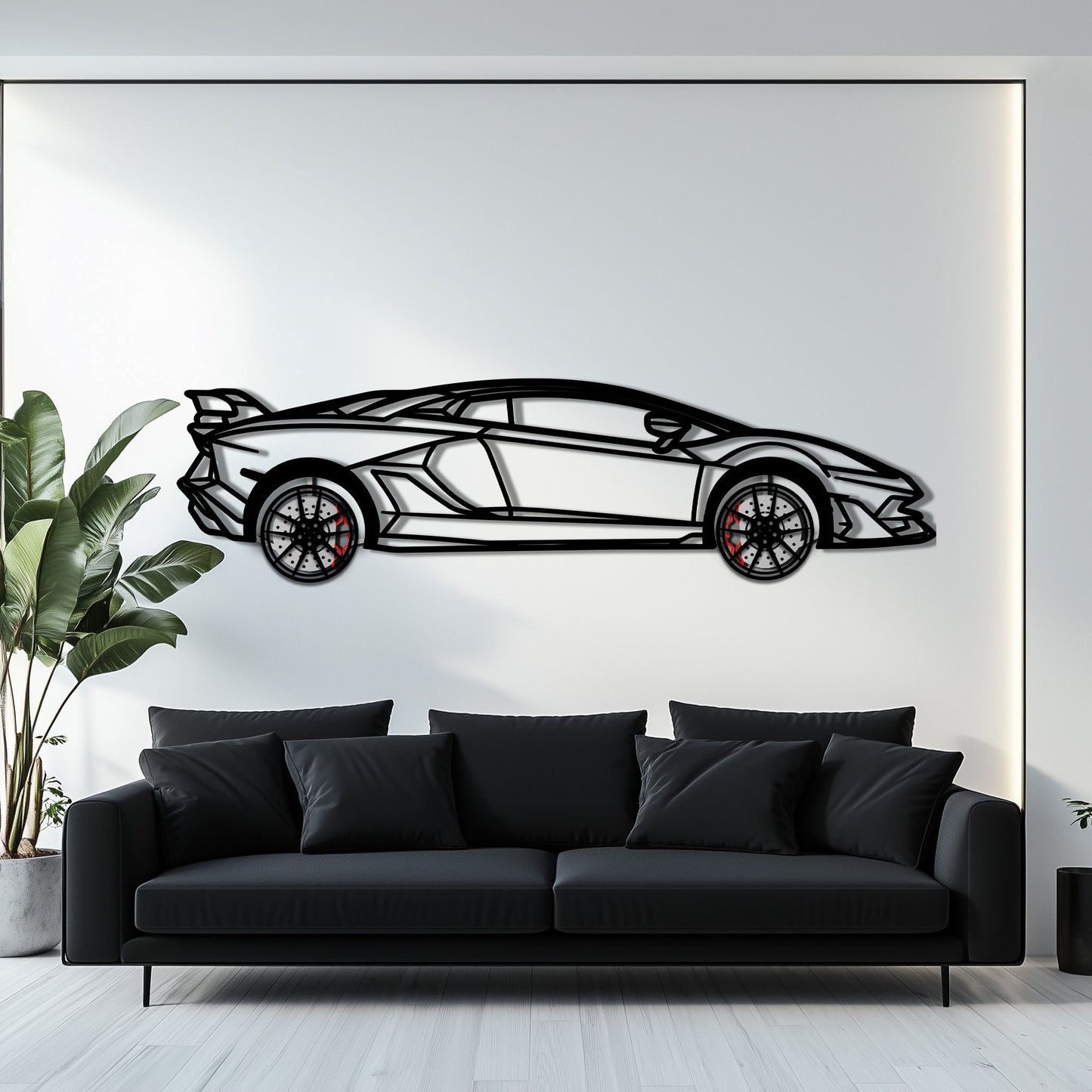 Lamborghini Aventador Metal Car Wall Art with Rotating Wheels - Italian V12 Hypercar Silhouette - Interactive Automotive Wall Decor - KAFMEKA145 - Tampa Home & Garden Store