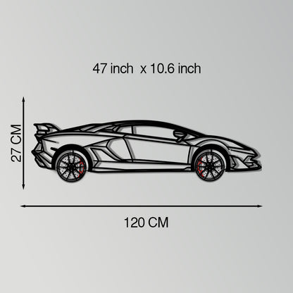 Lamborghini Aventador Metal Car Wall Art with Rotating Wheels - Italian V12 Hypercar Silhouette - Interactive Automotive Wall Decor - KAFMEKA145 - Tampa Home & Garden Store