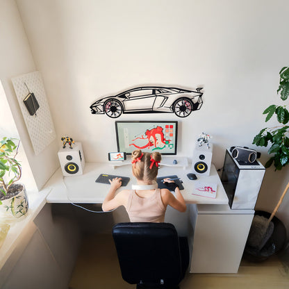 Lamborghini Wall Art – Exotic Supercar Steel Silhouette with Spinning Wheels-KAFMEKA030 - Tampa Home & Garden Store