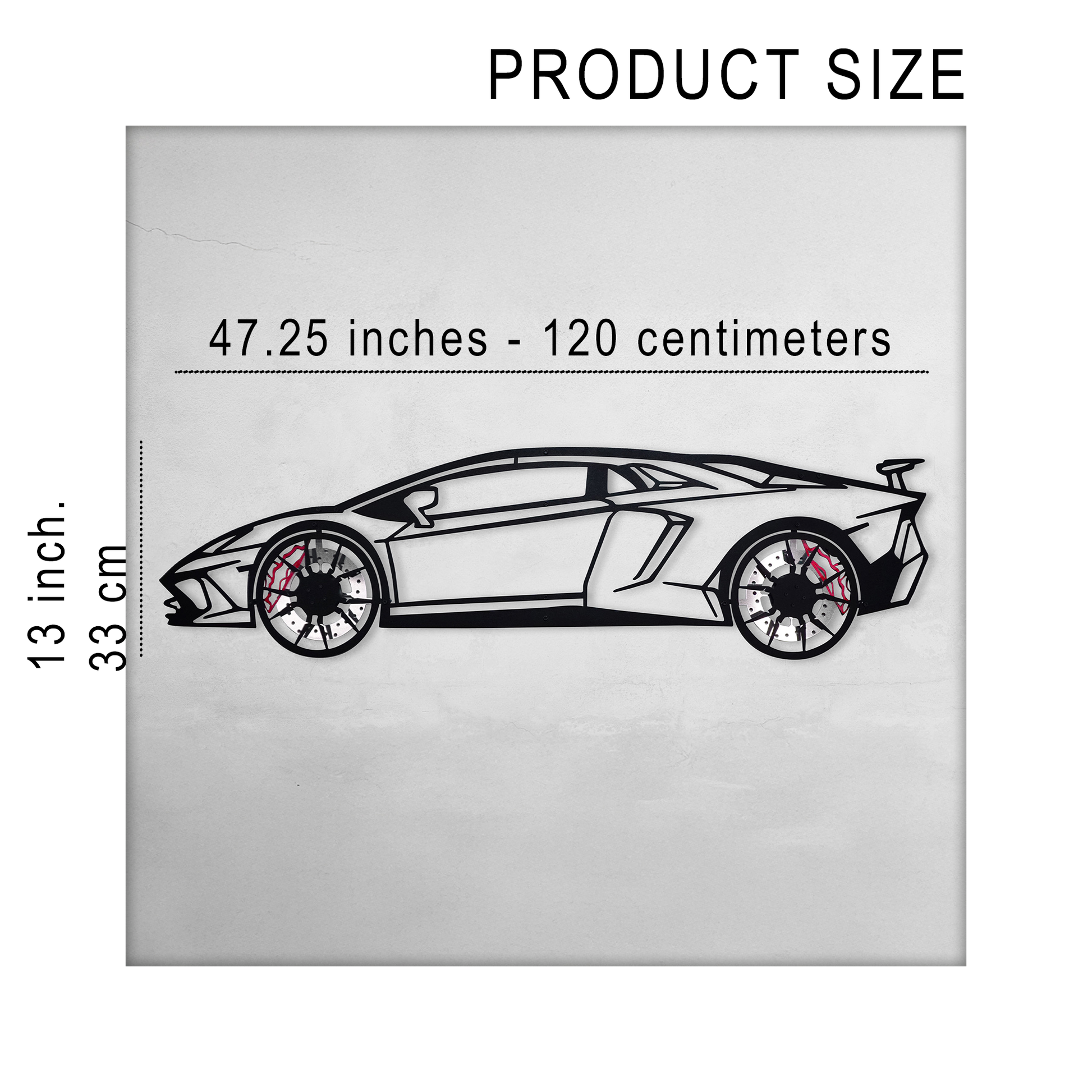 Lamborghini Wall Art – Exotic Supercar Steel Silhouette with Spinning Wheels-KAFMEKA030 - Tampa Home & Garden Store