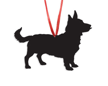 Lancashire Heeler plant stake silhouette in black with red ribbon hanger on Tampa Home & Garden Store