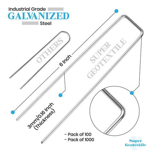Landscape Staples - Heavy Duty 11 Gauge Galvanized U-Shaped Sod Pins for Weed Barrier and Landscaping - Tampa Home & Garden Store