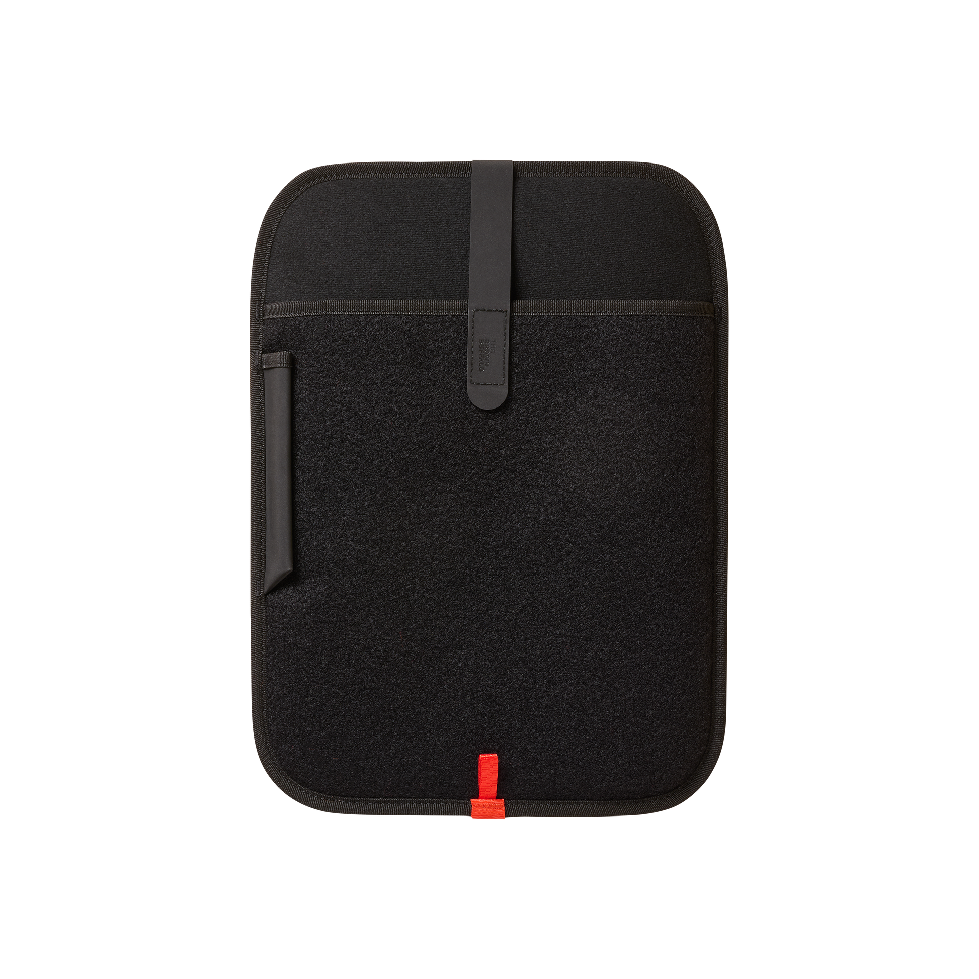 Laptop Sleeve The Brown Buffalo black fabric with strap closure on Tampa Home & Garden Store