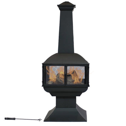 Large Black Outdoor Steel Chimenea Wood Burning Fire Pit - Tampa Home & Garden Store
