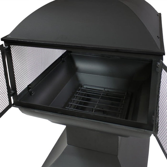 Large Black Outdoor Steel Chimenea Wood Burning Fire Pit - Tampa Home & Garden Store