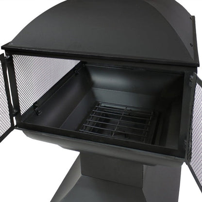 Large Black Outdoor Steel Chimenea Wood Burning Fire Pit - Tampa Home & Garden Store