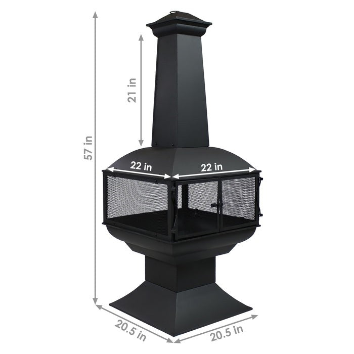 Large Black Outdoor Steel Chimenea Wood Burning Fire Pit - Tampa Home & Garden Store