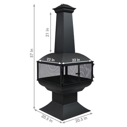 Large Black Outdoor Steel Chimenea Wood Burning Fire Pit - Tampa Home & Garden Store