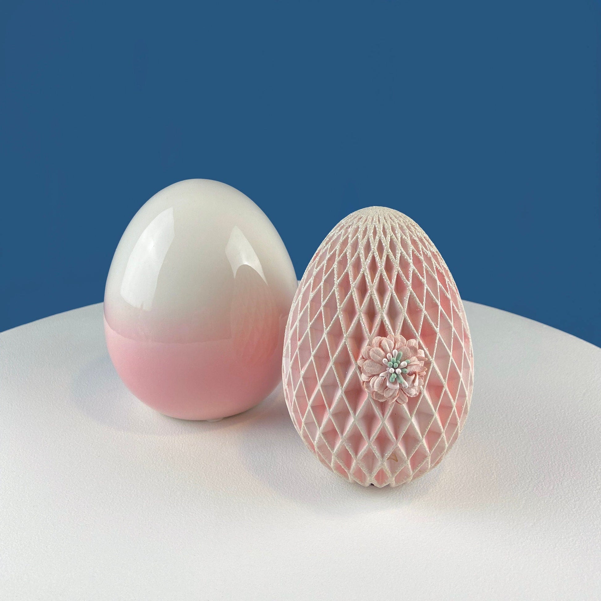 Large Ceramic Pink and White Egg. 6" Tall Ombre Egg. Easter Celebration. Dining Room Table Decor. Cafe, Store, Bakery. Modern Farmhouse - Tampa Home & Garden Store