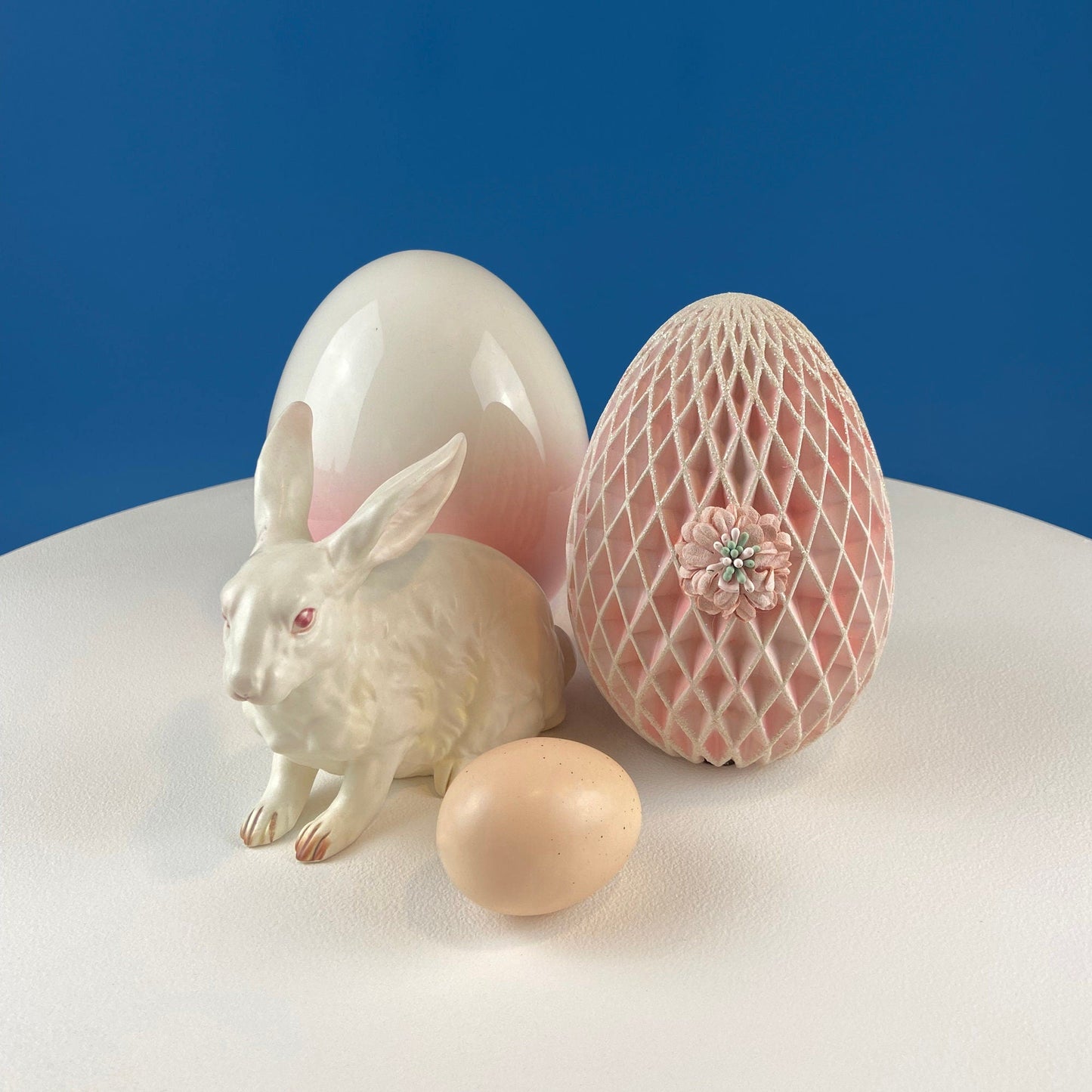 Large Ceramic Pink and White Egg. 6" Tall Ombre Egg. Easter Celebration. Dining Room Table Decor. Cafe, Store, Bakery. Modern Farmhouse - Tampa Home & Garden Store