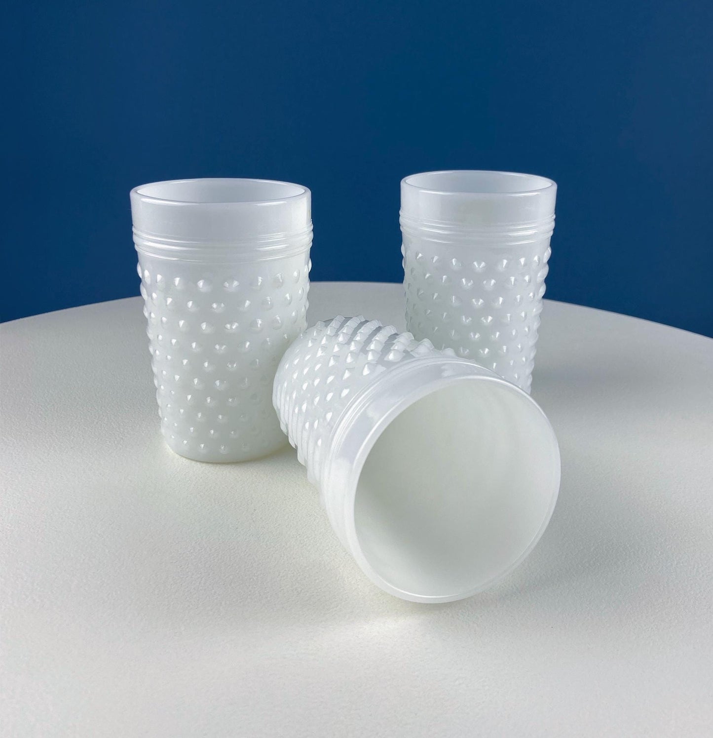 Large Milk Glass Pitcher with Hobnail Pattern and 3 Matching Tall Glasses. Juice Punch Milk Water Jug. Dining Room Decor. Lemonade Stand. - Tampa Home & Garden Store