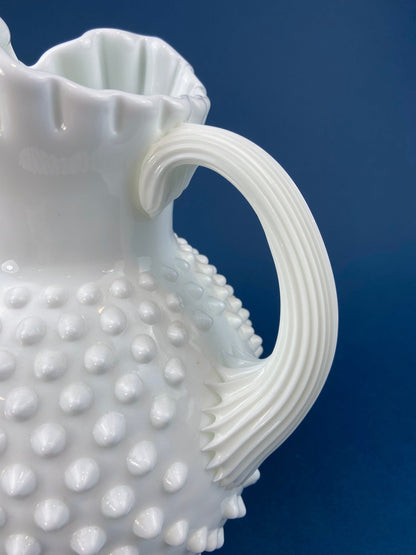 Large Milk Glass Pitcher with Hobnail Pattern and 3 Matching Tall Glasses. Juice Punch Milk Water Jug. Dining Room Decor. Lemonade Stand. - Tampa Home & Garden Store