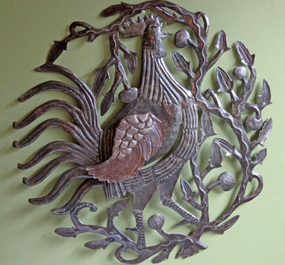 Large Rooster Wall Art. Extra Large Hand Cutout and Hammered Metal Sheet Rooster. - Tampa Home & Garden Store
