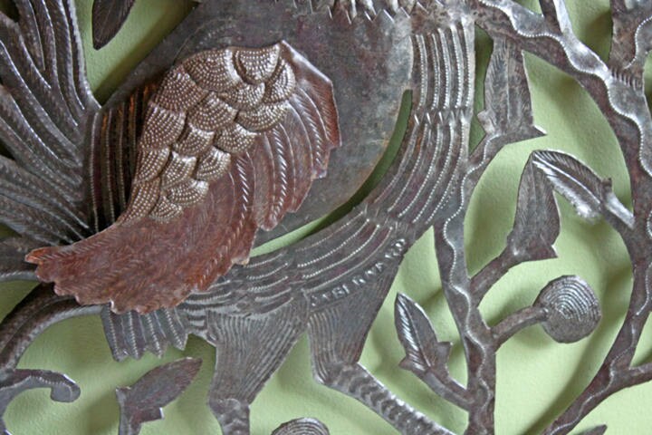 Large Rooster Wall Art. Extra Large Hand Cutout and Hammered Metal Sheet Rooster. - Tampa Home & Garden Store