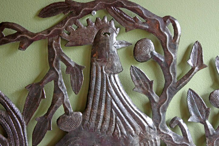 Large Rooster Wall Art. Extra Large Hand Cutout and Hammered Metal Sheet Rooster. - Tampa Home & Garden Store