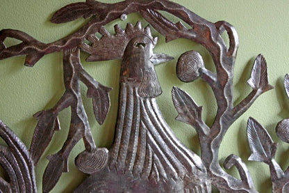 Large Rooster Wall Art. Extra Large Hand Cutout and Hammered Metal Sheet Rooster. - Tampa Home & Garden Store