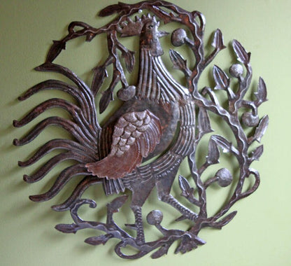 Large Rooster Wall Art. Extra Large Hand Cutout and Hammered Metal Sheet Rooster. - Tampa Home & Garden Store