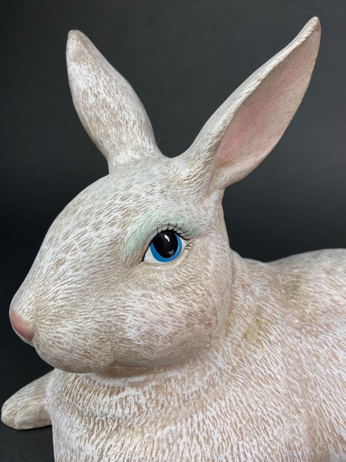 Large White Bunny Rabbit Figurine. Cute Reclining Plump Bunny for Easter and Spring Celebration. Modern Farmhouse. Rustic House Decor. - Tampa Home & Garden Store