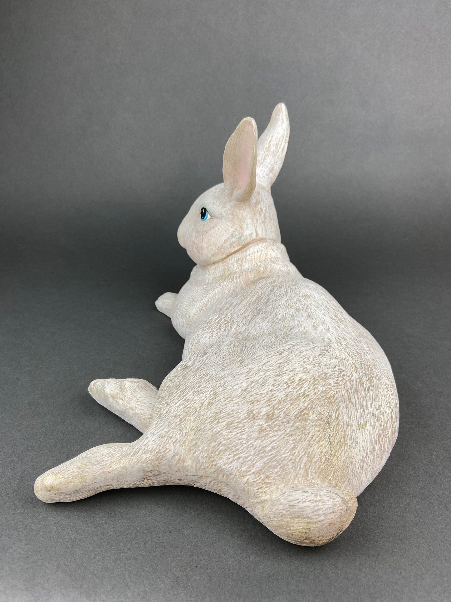 Large White Bunny Rabbit Figurine. Cute Reclining Plump Bunny for Easter and Spring Celebration. Modern Farmhouse. Rustic House Decor. - Tampa Home & Garden Store