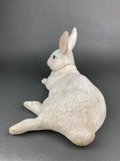 Large White Bunny Rabbit Figurine. Cute Reclining Plump Bunny for Easter and Spring Celebration. Modern Farmhouse. Rustic House Decor. - Tampa Home & Garden Store