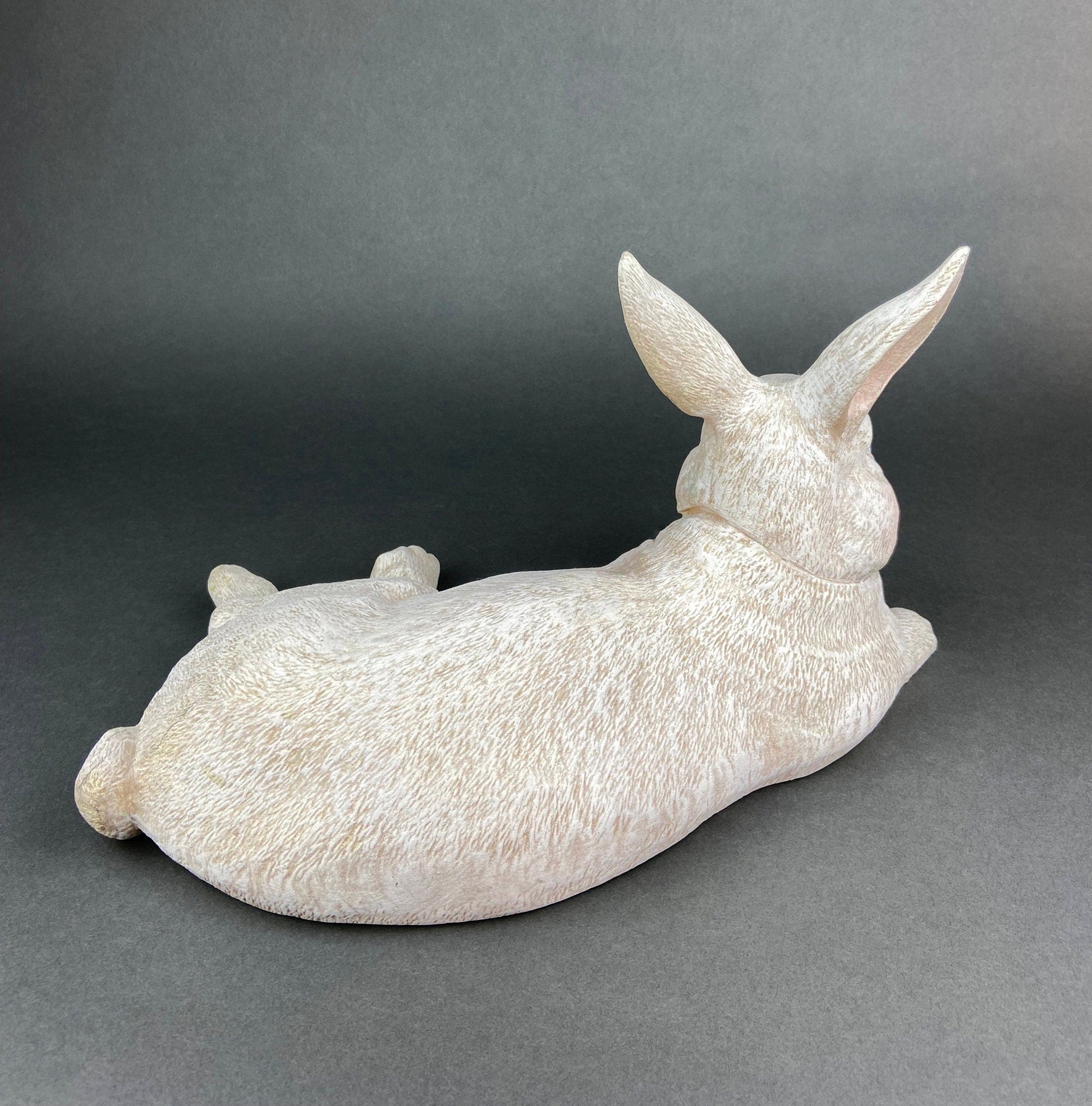 Large White Bunny Rabbit Figurine. Cute Reclining Plump Bunny for Easter and Spring Celebration. Modern Farmhouse. Rustic House Decor. - Tampa Home & Garden Store
