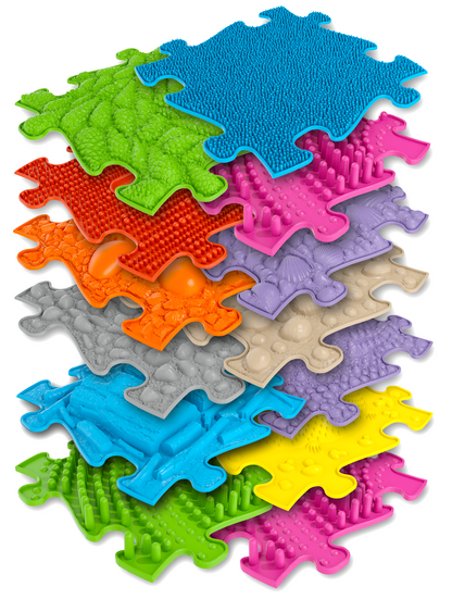 Large sensory playmat set A by TINNITOTS, interlocking rainbow baby mats with textured surfaces on Tampa Home & Garden Store