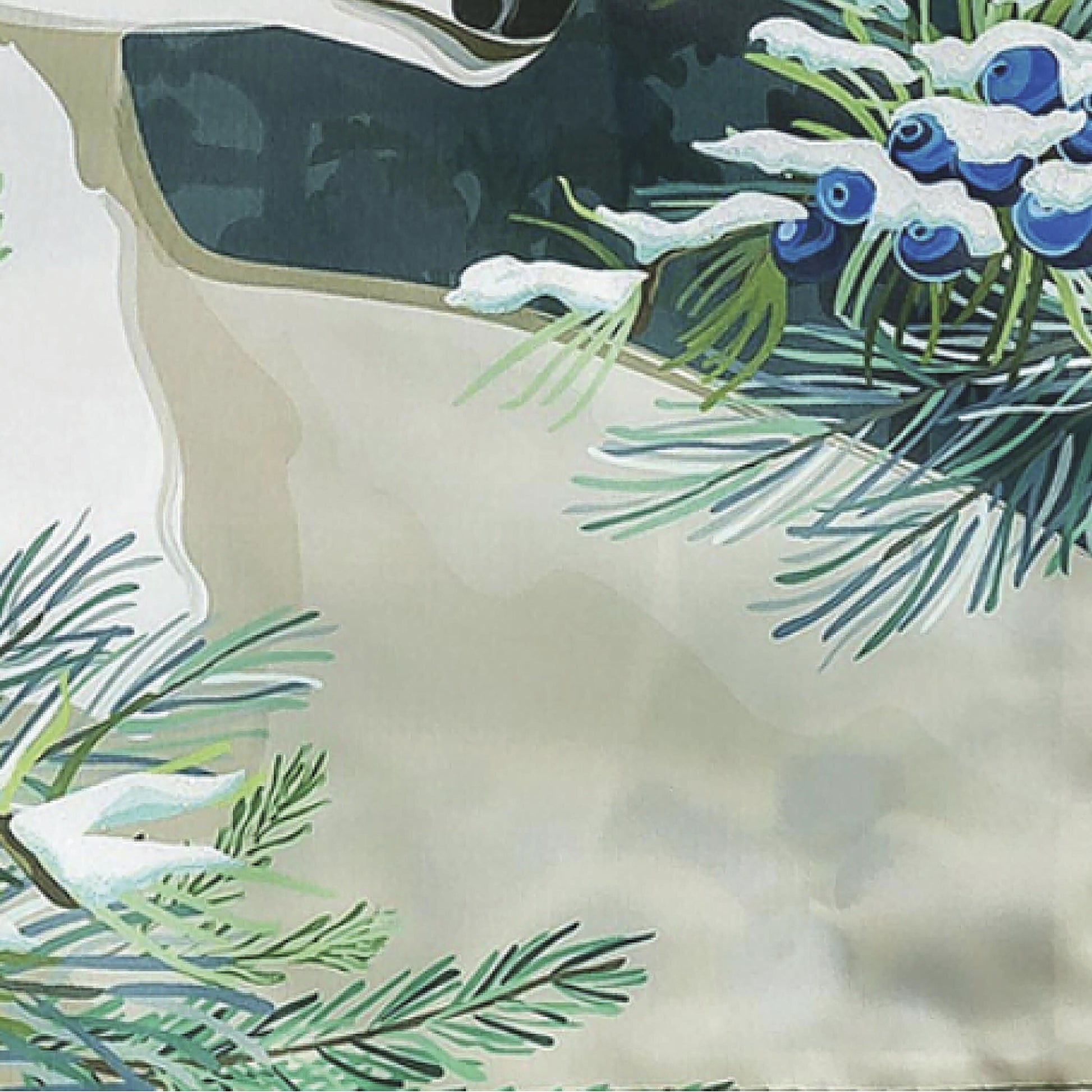 Woodland Deer Welcome applique garden flag featuring blue berries and green pine sprigs on Tampa Home & Garden Store